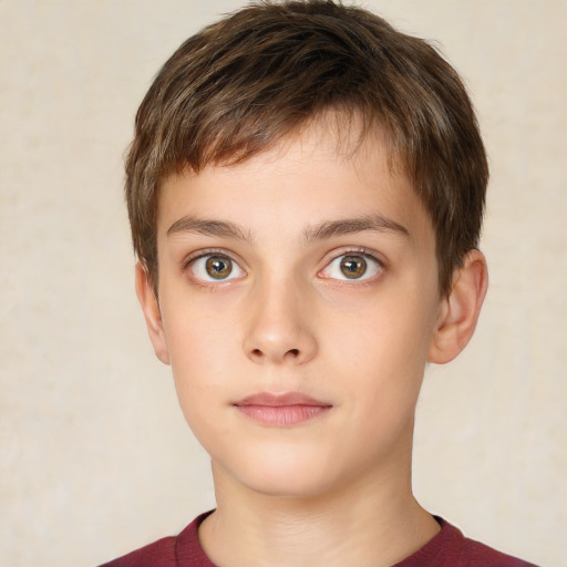 Neutral white child male with short  brown hair and brown eyes