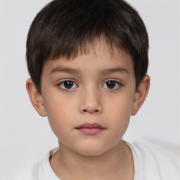 Neutral white child male with short  brown hair and brown eyes