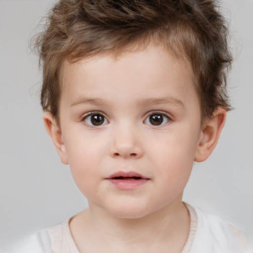 Neutral white child male with short  brown hair and brown eyes