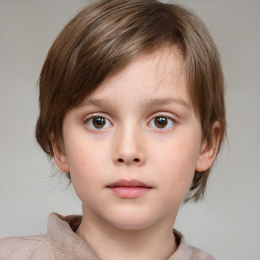 Neutral white child female with medium  brown hair and brown eyes