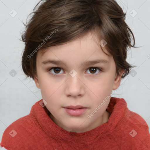 Neutral white child female with medium  brown hair and brown eyes