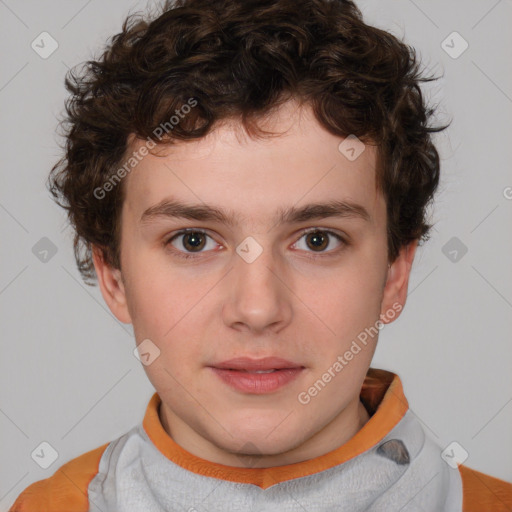 Neutral white child male with short  brown hair and brown eyes