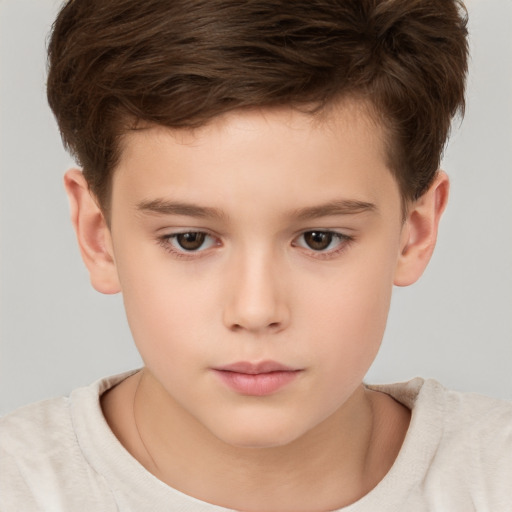 Neutral white child male with short  brown hair and brown eyes