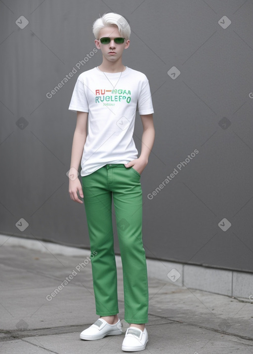 Russian teenager boy with  white hair