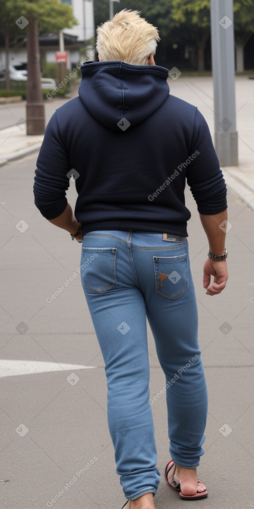 Peruvian middle-aged male with  blonde hair