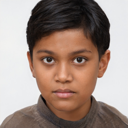 Neutral asian child female with short  brown hair and brown eyes