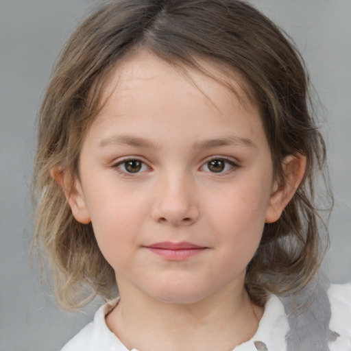 Neutral white child female with medium  brown hair and brown eyes