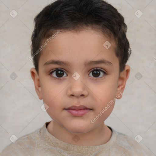 Neutral white child male with short  brown hair and brown eyes