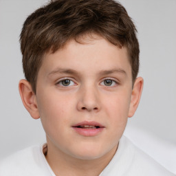 Neutral white child male with short  brown hair and brown eyes