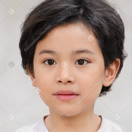 Neutral white child female with medium  brown hair and brown eyes