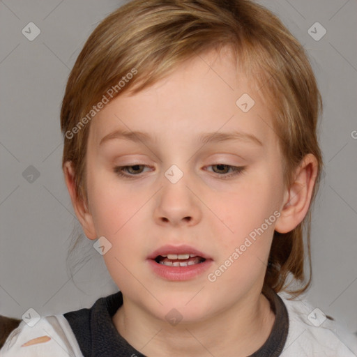 Neutral white child female with medium  brown hair and brown eyes