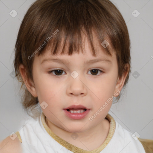 Neutral white child female with medium  brown hair and brown eyes