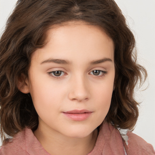 Neutral white child female with medium  brown hair and brown eyes