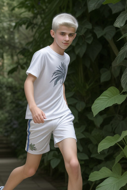 Macedonian teenager boy with  white hair