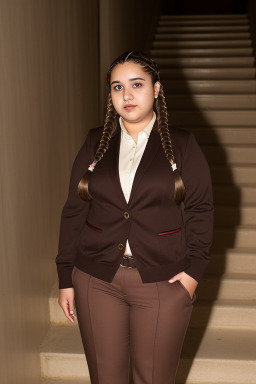 Qatari young adult female with  brown hair