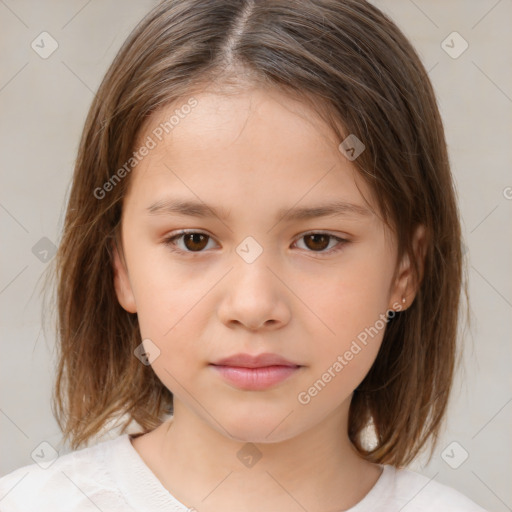 Neutral white child female with medium  brown hair and brown eyes