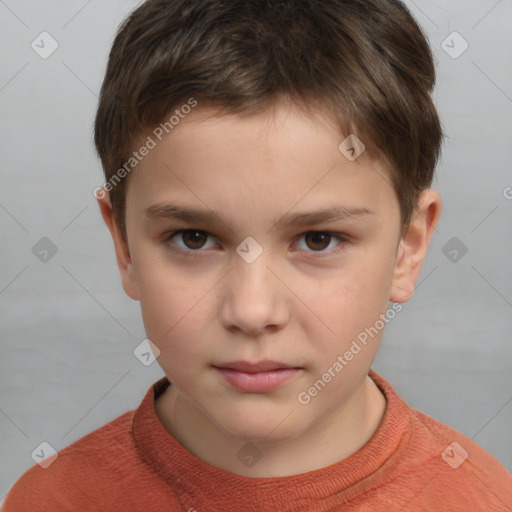 Neutral white child male with short  brown hair and brown eyes