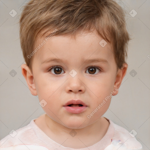 Neutral white child male with short  brown hair and brown eyes