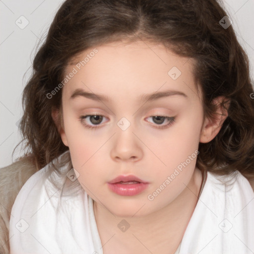 Neutral white child female with medium  brown hair and brown eyes