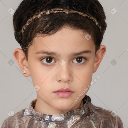 Neutral white child male with short  brown hair and brown eyes