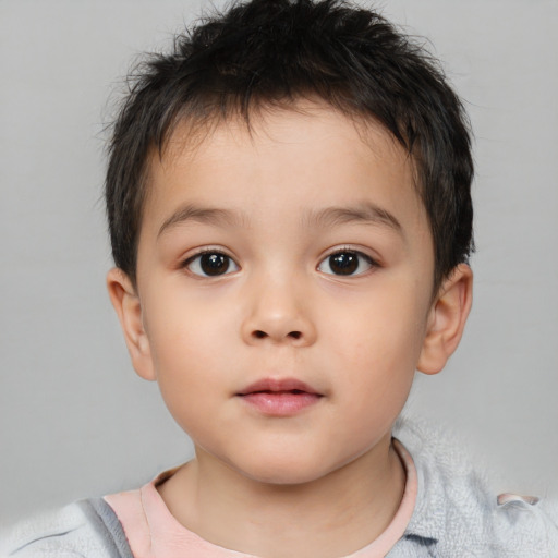 Neutral white child male with short  brown hair and brown eyes