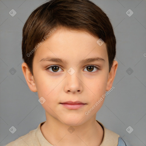 Neutral white child male with short  brown hair and brown eyes