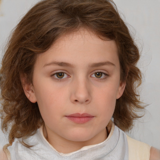 Neutral white child female with medium  brown hair and brown eyes