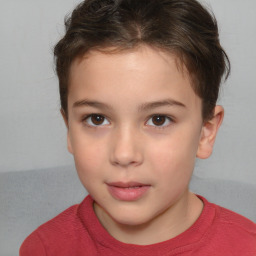 Neutral white child female with short  brown hair and brown eyes