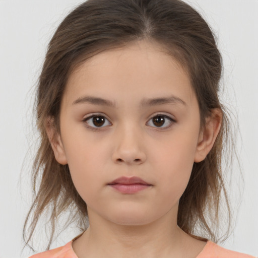 Neutral white child female with medium  brown hair and brown eyes