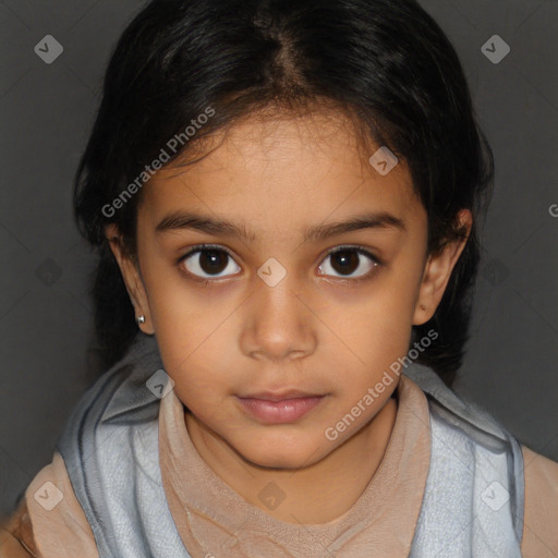 Neutral white child female with medium  brown hair and brown eyes