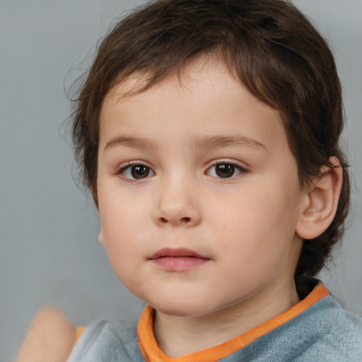 Neutral white child female with short  brown hair and brown eyes