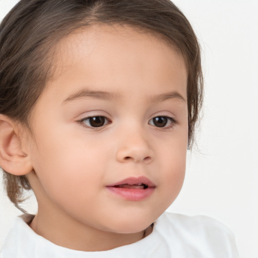 Neutral white child female with medium  brown hair and brown eyes