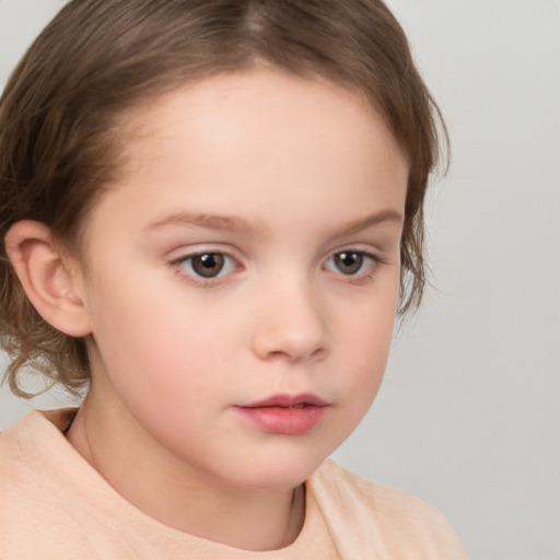 Neutral white child female with medium  brown hair and brown eyes