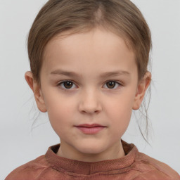 Neutral white child female with short  brown hair and brown eyes