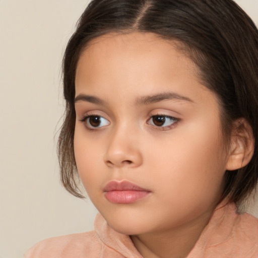 Neutral white child female with medium  brown hair and brown eyes