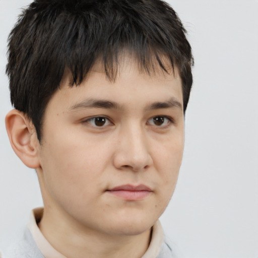 Neutral white child male with short  brown hair and brown eyes