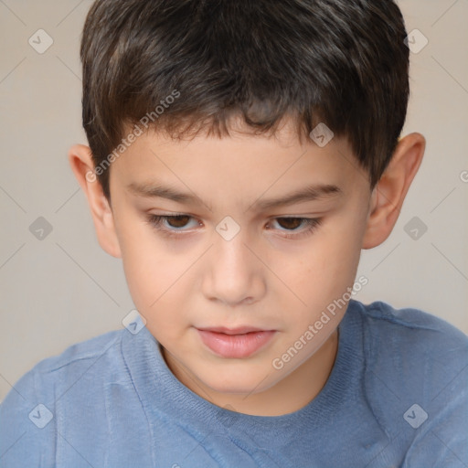 Neutral white child male with short  brown hair and brown eyes