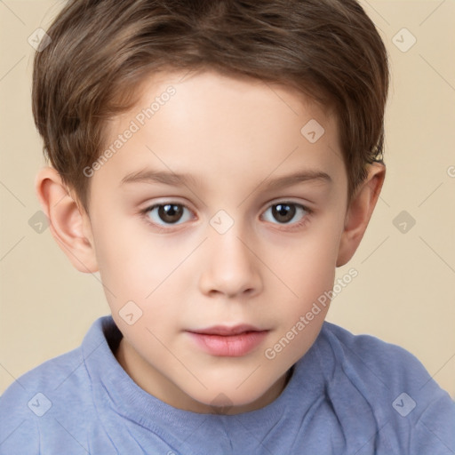 Neutral white child male with short  brown hair and brown eyes