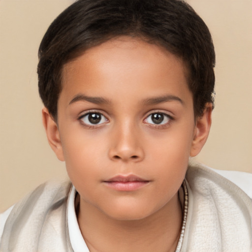 Neutral white child female with short  brown hair and brown eyes