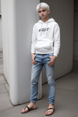 Romanian teenager boy with  white hair