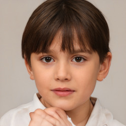 Neutral white child female with short  brown hair and brown eyes