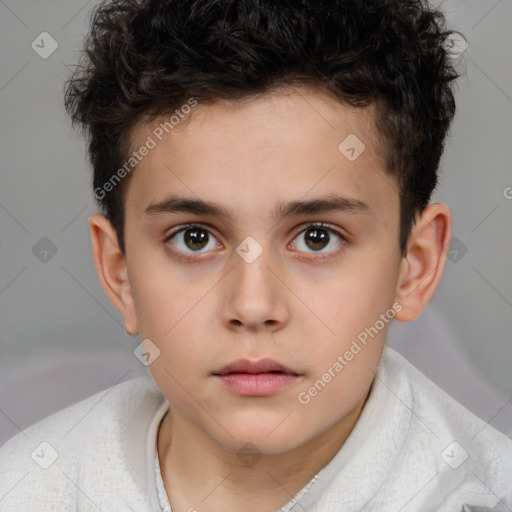 Neutral white child male with short  brown hair and brown eyes