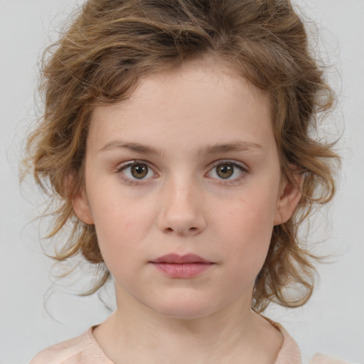 Neutral white child female with medium  brown hair and brown eyes