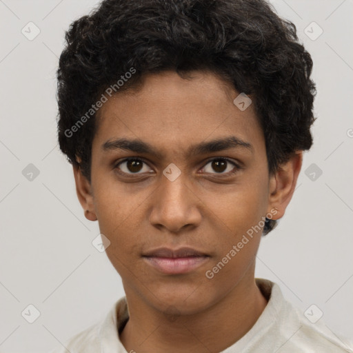 Neutral latino young-adult male with short  brown hair and brown eyes