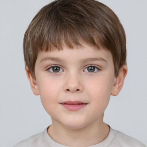 Neutral white child male with short  brown hair and brown eyes