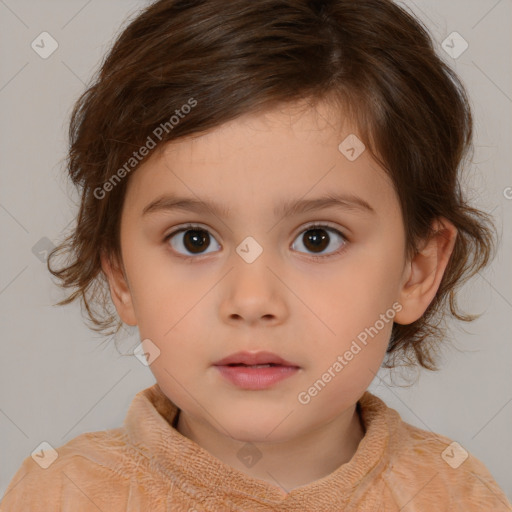 Neutral white child female with medium  brown hair and brown eyes