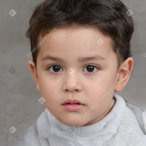 Neutral white child male with short  brown hair and brown eyes