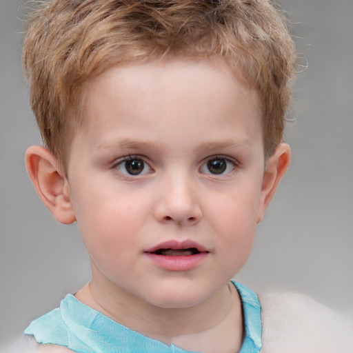 Neutral white child male with short  brown hair and grey eyes