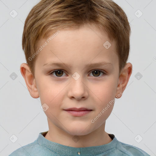 Neutral white child male with short  brown hair and brown eyes