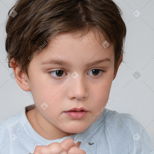 Neutral white child female with short  brown hair and brown eyes